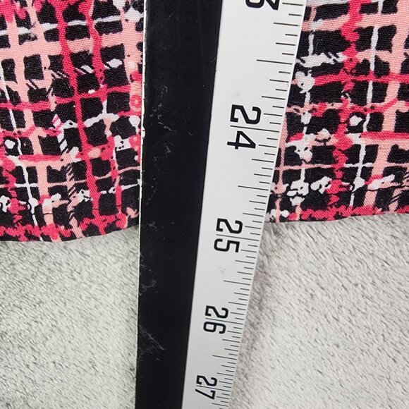 Women's Notations Red & Black Plaid Button-Down Blouse Top Roll Rab Sleeves L - Picture 10 of 11